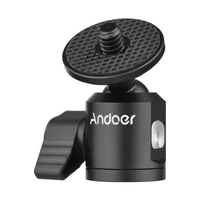 Andoer Mini-Kugelkopfadapter Kamerastativ Kugelkopfhalterung Alumnum-Legierung 1/4 Zoll Schraubanschluss mit unterem 1/4 Zoll Schraubloch