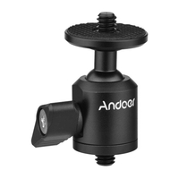 Andoer Mini-Kugelkopfadapter Kamerastativ Kugelkopfhalterung Alumnum-Legierung 1/4 Zoll Schraubanschluss mit unterem 1/4 Zoll Schraubloch
