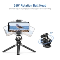 Andoer MT-01 Desktop-Stativständer 2 Ebenen Höhenverstellbar 360° drehbarer Kugelkopf mit Handyhalterung max. 5kg Tragfähigkeit für Vlog Live Streaming Online-Lehrvideokonferenz
