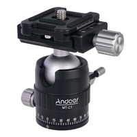 Andoer MT-C1 kompakte Größe Stativkopf Kugelkopfadapter 360 ° Rotation Aluminiumlegierung mit Schnellwechselplatte