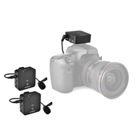 Andoer MX5 2.4G Drahtloses Aufnahmemikrofonsystem (1 Reviver + 2 Sender) mit ansteckbaren Lavalier-Mikrofonen
