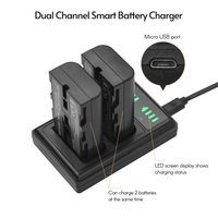 Andoer NP-F550 USB Intelligent Charger & Battery Kit 1PCS Dual Channels Camera Battery Charger + 2PCS 7, 4V 2200mAh NP-F550 Wiederaufladbare Batterien USB-Anschluss LED-Bildschirm Ersatz für Sony NP-F550 NP-FM50 NP-FM500H