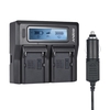 Andoer NP-F970 Zweikanal-Digitalkamera-Ladegerät LCD-Display für Sony NP-F550 / F750 / F950 / NP-FM50 / FM500H / QM71 mit DC-Autoladegerät