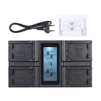 Andoer NP-FW50 NPFW50 4-Kanal Digitalkamera Akku-Ladegerät mit LCD-Display für Sony α7 α7R α7sII α7II α6500 A6300 α7RII NEX Serie
