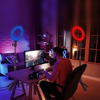 Andoer PH-01 6-Zoll-LED-Ringlicht-Kit mit 2 * 5600K USB-Ringlicht + 2 * Desktop-Stativ + 2 * flexibler Metallkugelkopf + 8 * Farbfilter (Rot / Gelb / Blau / Grün) für Live-Streaming Online-Unterricht Videokonferenzbeleuchtung Produktfotografie