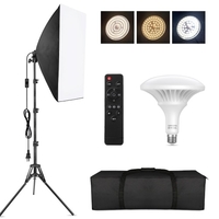 Andoer Professional Studio Photography Softbox LED-Licht-Kit mit 20 * 28 Zoll Softbox * 1 + 3000K-6000K Bi-Color-Temperatur 150W LED-Licht * 1 + 2M Lichtstativ * 1 + Drahtlose Fernbedienung * 1 + Tragetasche * 1