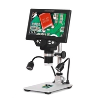 G1200 Digitalmikroskop 7 Zoll großer Farbbildschirm LCD-Display mit großer Basis 12MP 1-1200X Kontinuierliche Vergrößerungslupe mit Aluminiumlegierungsständer mit zwei Fülllichtern