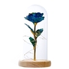 Galaxy Rose Blume Geschenke Blau Künstliche Blume Rose in Glas Dome mit Bunte LED Licht