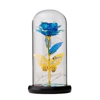 Galaxy Rose Blume Künstliche Blume Rose in Glas Dome mit Schmetterling Bunte LED Licht Rose Geschenke Idee für frauen Geburtstag Mutter der Tag Weihnachten Valentinstag