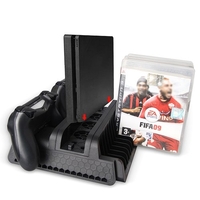 Game Console Stand Support Base Kühlventilator Cooler Controller Ladegeräte Spiele CD Disc Holder Rack für PS4 / Pro / Slim