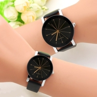 Großhandel Student Paar Gürtel Uhr Mode koreanische Version des braunen Glas Meteor Uhr Ray Point Bohrer Uhr schwarzer Gürtel schwarzes Gesicht weiblich (Kunststoff)