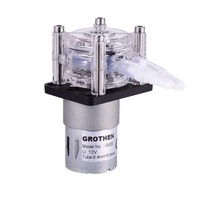 GROTHEN DC 12V Schlauchpumpe mit Silikonschlauch Hochdurchfluss Wasser Flüssigkeitspumpe Dosierung Vakuumpumpe Selbstansaugende Korrosionsschutz Einstellbarer Durchfluss für DIY Aquarium Lab Chemische Analyse Dosieradditive Flachbildschirm