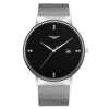 GUANQIN Edelstahlgewebe-Bügel-Quarz-Uhr Trendy Analog Man Geschäfts-Armbanduhr Strass Hour Markers