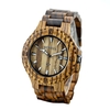 GUTE hochwertige leichte einzigartige Holz einfach leuchtende Armbanduhr trendige analoge Männer Quarzuhr mit Kalender-Zebrano-Holz