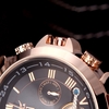 Jaragar-Mode für Männer automatische mechanische Handgelenk Sport Watch Leder Band römischen & arabische Ziffern Datum Tag Woche Anzeige Rotgold & schwarz