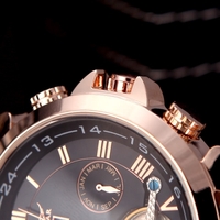 Jaragar-Mode für Männer automatische mechanische Handgelenk Sport Watch Leder Band römischen & arabische Ziffern Datum Tag Woche Anzeige Rotgold & schwarz
