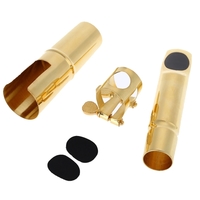 Jazz-Tenor Sax Saxophon 5C Mundstück Metall mit Mundstück Patches Pads Kissen Cap Buckle Vergoldung