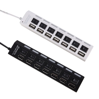 JDL-A7 HUB USB Hub 7 Port USB 2.0 Unabhängige Switch Anzeige High Speed ​​Ultra Slim Splitter Hub mit USB Kabel für Desktop Notebook USB Maus Scanner Digitalkamera U Festplatte USB Tastatur und mehr