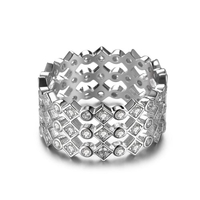 JURE 925 Sterlingsilber-Ring runde weiße Zirkonia Hochzeit Verlobungsring Vorschlag Braut Halo Ersatz