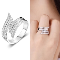 JURE 925 Sterlingsilber-Ring Zirkonia Hochzeit Verlobungsring Vorschlag Braut Halo Ersatz