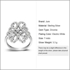 JURE 925 Sterlingsilber-Ring Zirkonia Hochzeit Verlobungsring Vorschlag Braut Halo Ersatz