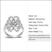JURE 925 Sterlingsilber-Ring Zirkonia Hochzeit Verlobungsring Vorschlag Braut Halo Ersatz