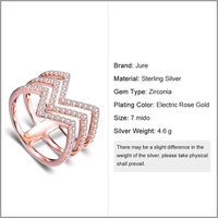 JURE 925 Sterlingsilber-Ring Zirkonia Hochzeit Verlobungsring Vorschlag Braut Halo Rose Gold Ersatz