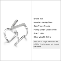 JURE 925 Sterlingsilber-Ring Zirkonia V-förmigen Hochzeit Verlobungsring Vorschlag Braut Halo Ersatz