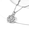 JURE Modische S925 Sterlingsilber-Anhänger Drehbare Sparkle Zirkonia Blume förmigen Anhänger Halskette 18 Zoll