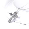 JURE Modische S925 Sterlingsilber-Anhänger Drehbare Zirkonia Anhänger Kreuz-Halskette 18 Zoll