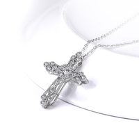 JURE Modische S925 Sterlingsilber-Anhänger Drehbare Zirkonia Anhänger Kreuz-Halskette 18 Zoll