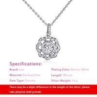 JURE Modische S925 Sterlingsilber-Anhänger Drehbare Zirkonia Sparkle Anhänger Blume-förmige Halskette 18 Zoll
