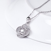 JURE Modische S925 Sterlingsilber-Anhänger Drehbare Zirkonia Sparkle Anhänger Blume-förmige Halskette 18 Zoll