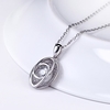 JURE Modische S925 Sterlingsilber-Anhänger Drehbare Zirkonia Sparkle Anhänger Halskette 18 Zoll