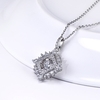JURE Modische S925 Sterlingsilber-Anhänger Drehbare Zirkonia Sparkle Anhänger Quadrat-Anhänger Necklace18 Inch
