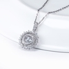 JURE Modische S925 Sterlingsilber-Anhänger Drehbare Zirkonia Sparkle Anhänger Shinning Runde Halskette 18 Zoll