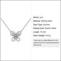 JURE S925 feste Sterlingsilber-Ketten-Halskette Die One-Schmuck Zirkonia Butterfly-förmige 18 Zoll