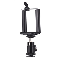 Justierbarer Telefon-Halter-Klipp + Minikugel-Kopf mit 1/4 Zoll-Schrauben-Befestigungen für Canon Nikon Sony DSLR ILDC Mini-DV-Monitor-Videolicht-Stativ für iPhone Samsung Huawei 5.5-8.5cm Breite Smartphone