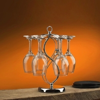JYF-004 Becherhalter Weinregal Rotweinglas Tasse Stehend mit 6 Haken Edelstahl Hängende Trinkgläser Rack für Restaurant Bar Party