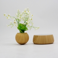 Magnetschwebebahn schwimmende Blumentopf schwebende rotierenden Suspension Blume Luft Bonsai Topf Blumentopf mit Holzsockel für Home Office Dekoration EU-Stecker