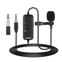 MAMEN KM-D2 Omnidirektionales aufsteckbares Lavalier-Mikrofon 3, 5 mm Stecker Kondensatormikrofon 8 m Kabellänge Super Sound