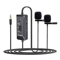 MAMEN KM-D2 Pro Lavalier-Mikrofon zum Aufstecken mit omnidirektionalem 3, 5-mm-Dual-Mics-Stecker mit 6, 35-mm-Audioadapter Typ-C-Datenleitung