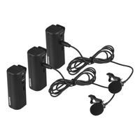 MAMEN Tragbares drahtloses Lavalier-Mikrofonsystem 2.4G-Übertragung mit 2 Sendern 1 Empfänger 3, 5-mm-TRS-zu-TRS-TRRS-Kabel für Live-Streaming-Interview Video-Broadcast-Audioaufzeichnung