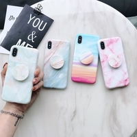 Marmor gemalter weicher TPU Fall für Iphone mit dem ausdehnenden Stand-Halter Smartphone Protektive Rückseite