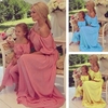Mädchen Chiffon-Kleid Familie Identische Kleidung Mutter-Tochter-Kleid Mama und ich Kleidung Eltern Kinder Langes Kleid