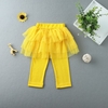 Mädchen Kinder zweiteiliges Set Kontrast Streifen Bow Top T-Shirt O-Neck Tutu Rock Leggings Culottes Anzug Outfit-Sets