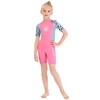 Mädchen Kurzer Neoprenanzug Einteiliger Shorty Diving Badeanzug mit Reißverschluss Schnelltrocknender Kurzarm-Surfanzug für Wassersport