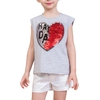 Mädchen-T-Shirt-nette Herz-Förmige Pailletten-Baumwollsommer-Sleeveless zufälliges Kinderoberseiten-Kinderkleidung Grau 3T