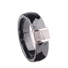 Polierte Nano-Keramik-Dome Ring mit S925 Sterlingsilber & CZ Diamant eingebettet weiß Gold galvanisch Größe6 7 8 6mm Breite