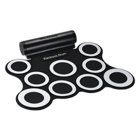 Portable Stereo Digital Elektronische Roll Up Drum Kit 9 Silikon Drum Pads Eingebaute Doppel 3W Lautsprecher USB Angetrieben mit Drumsticks Fußpedale 3, 5mm Audio Kabel für Praxis Anfänger Kinder